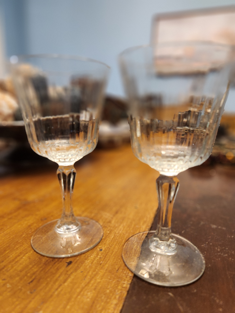 Schott Zwiesel Clear Ribbed Crystal Stem Wine Glasses - Pair